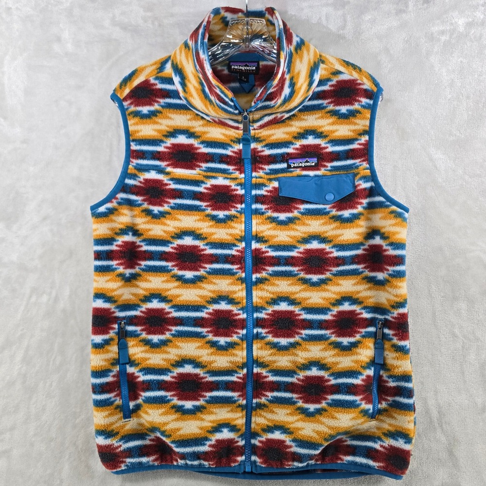 Patagonia Synchilla Vest Women L Multicolor Aztec Southwestern Fleece Full Zip